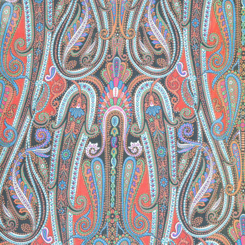 Multi Coloured Paisley Printed Silk Georgette