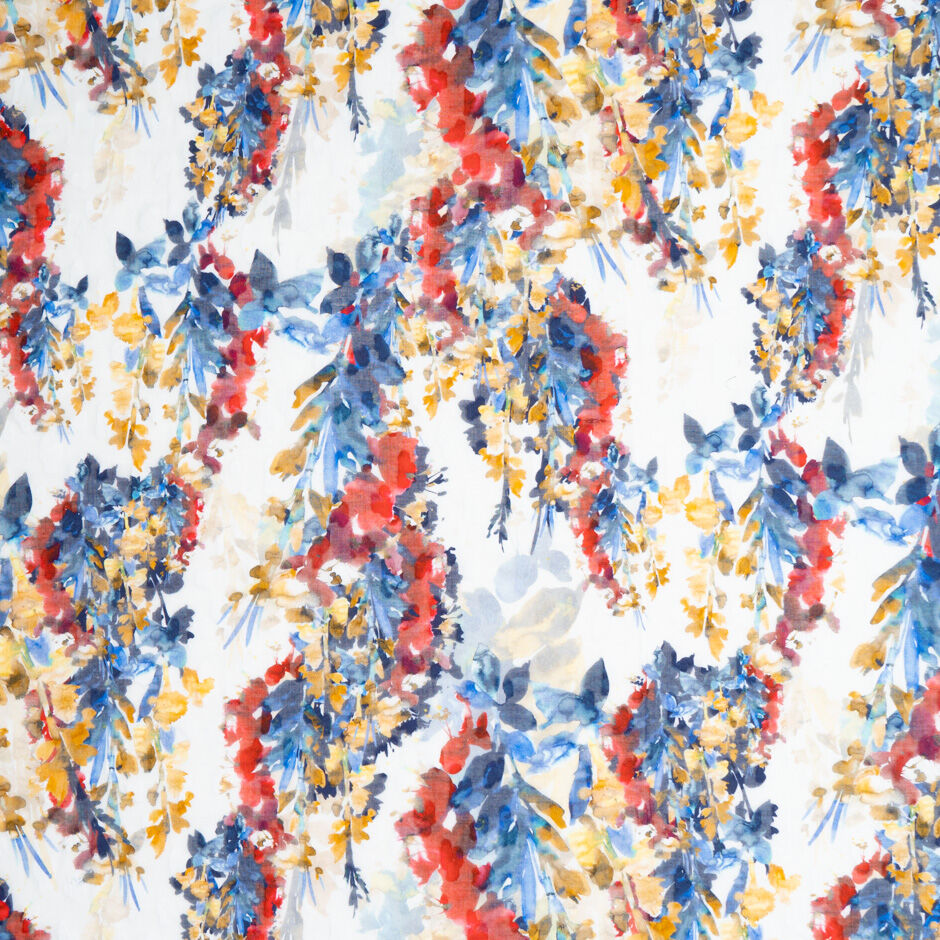 Watercolour Floral Printed Cotton Voile Jacquard