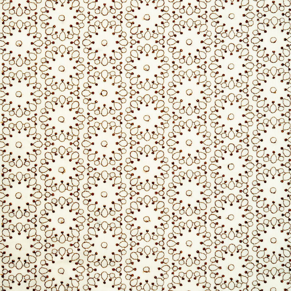 Brown Geometric Embroidered Soft Yellow Pure Linen