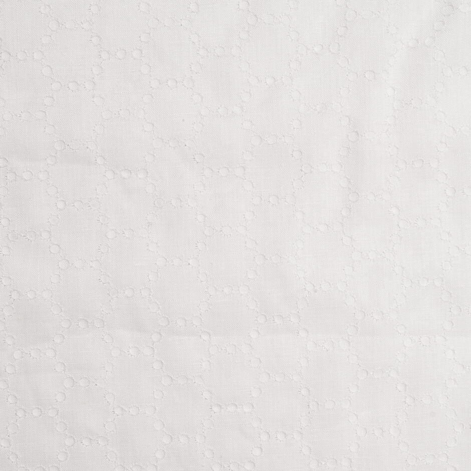 White Circle Embroidered Handkerchief Linen