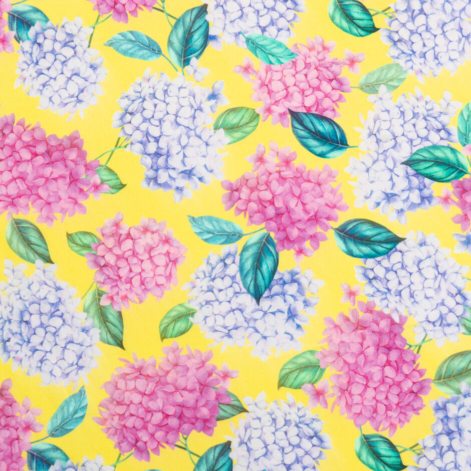 Floral Printed Lemon Yellow Luxury Cotton (A 1.95m Piece)