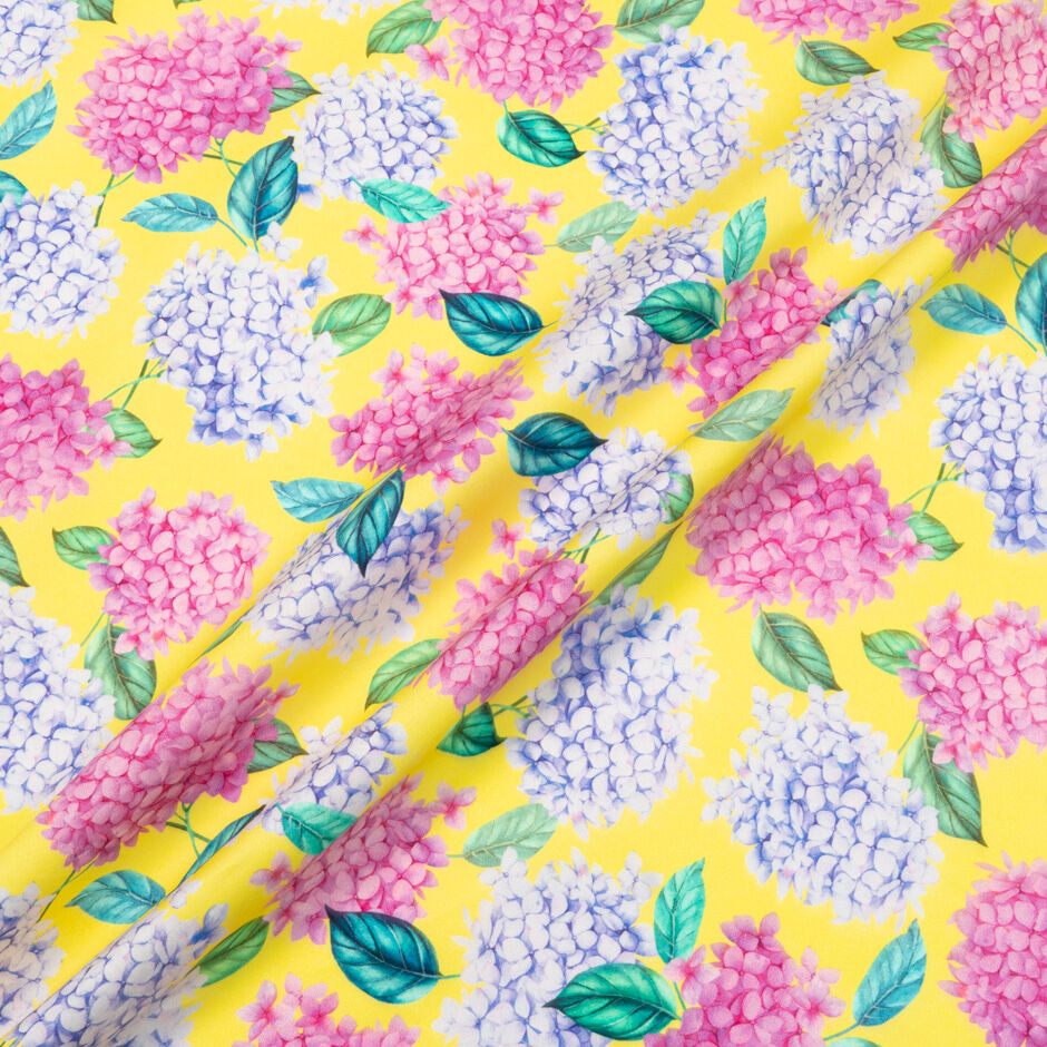 Floral Printed Lemon Yellow Luxury Cotton (A 1.95m Piece)