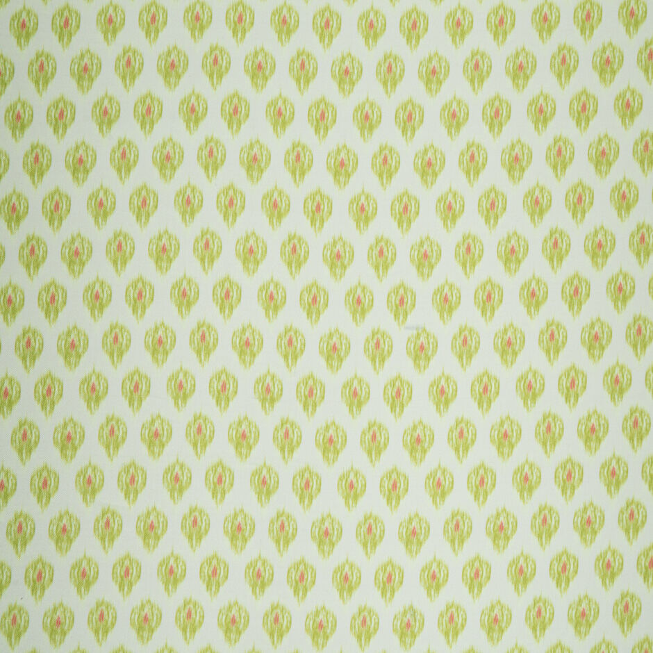 Green Ikat Printed Cream Silk Mikado