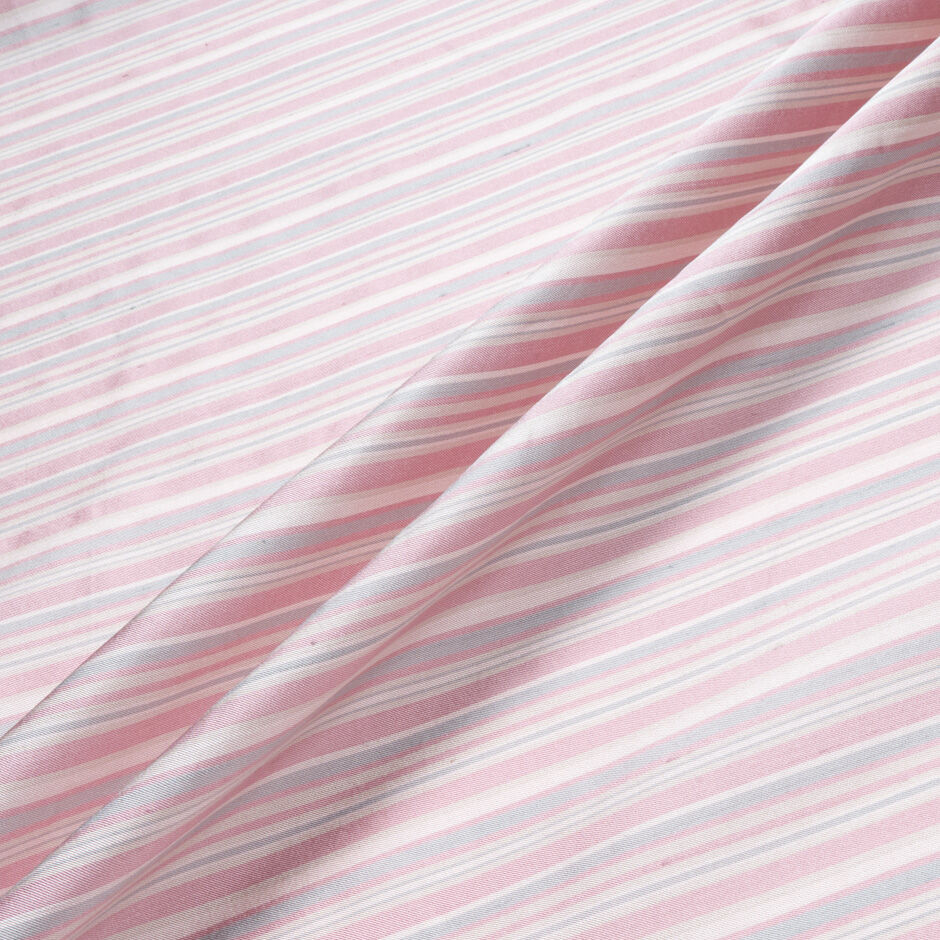 Pastel Pink & Pale Lilac Striped Silk Shantung