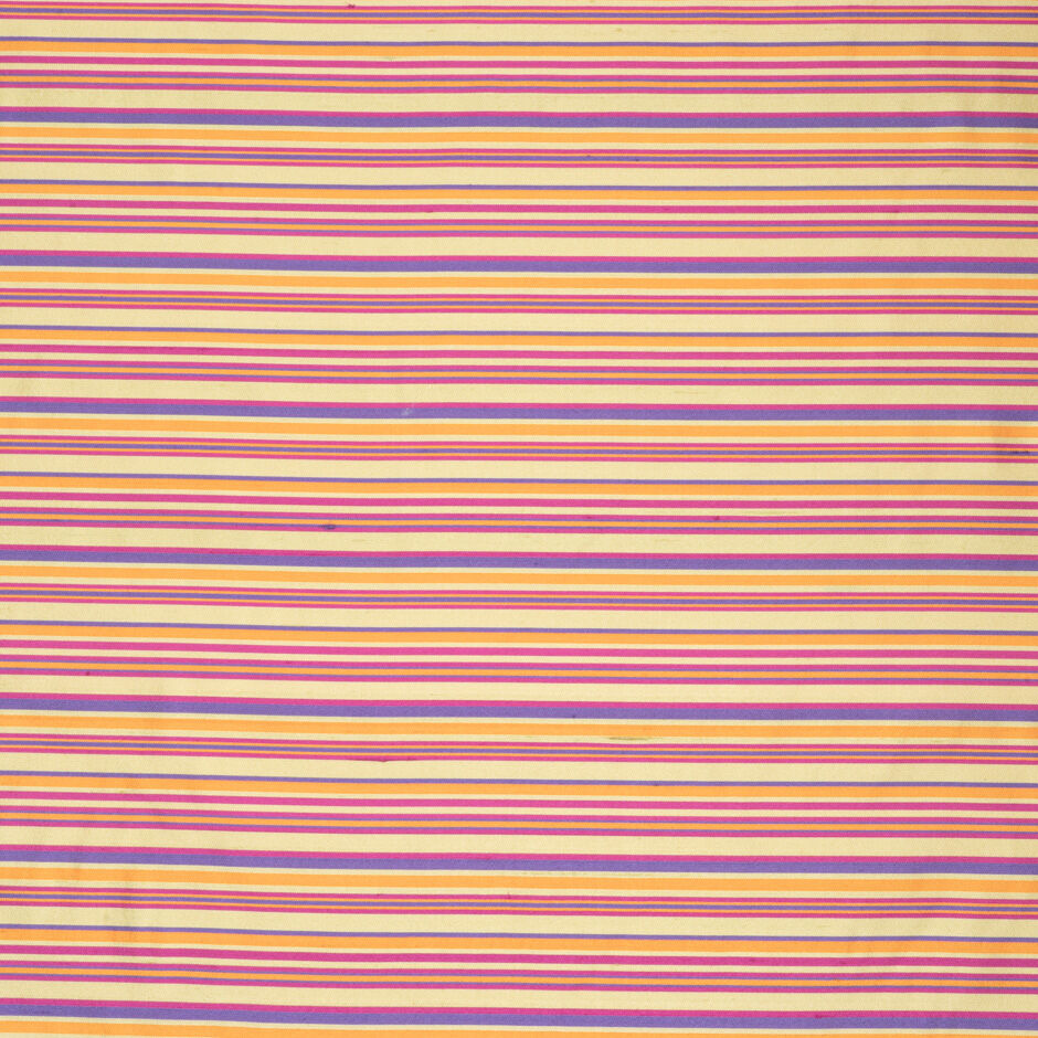 Fuchsia Pink, Lime & Purple Striped Silk Shantung