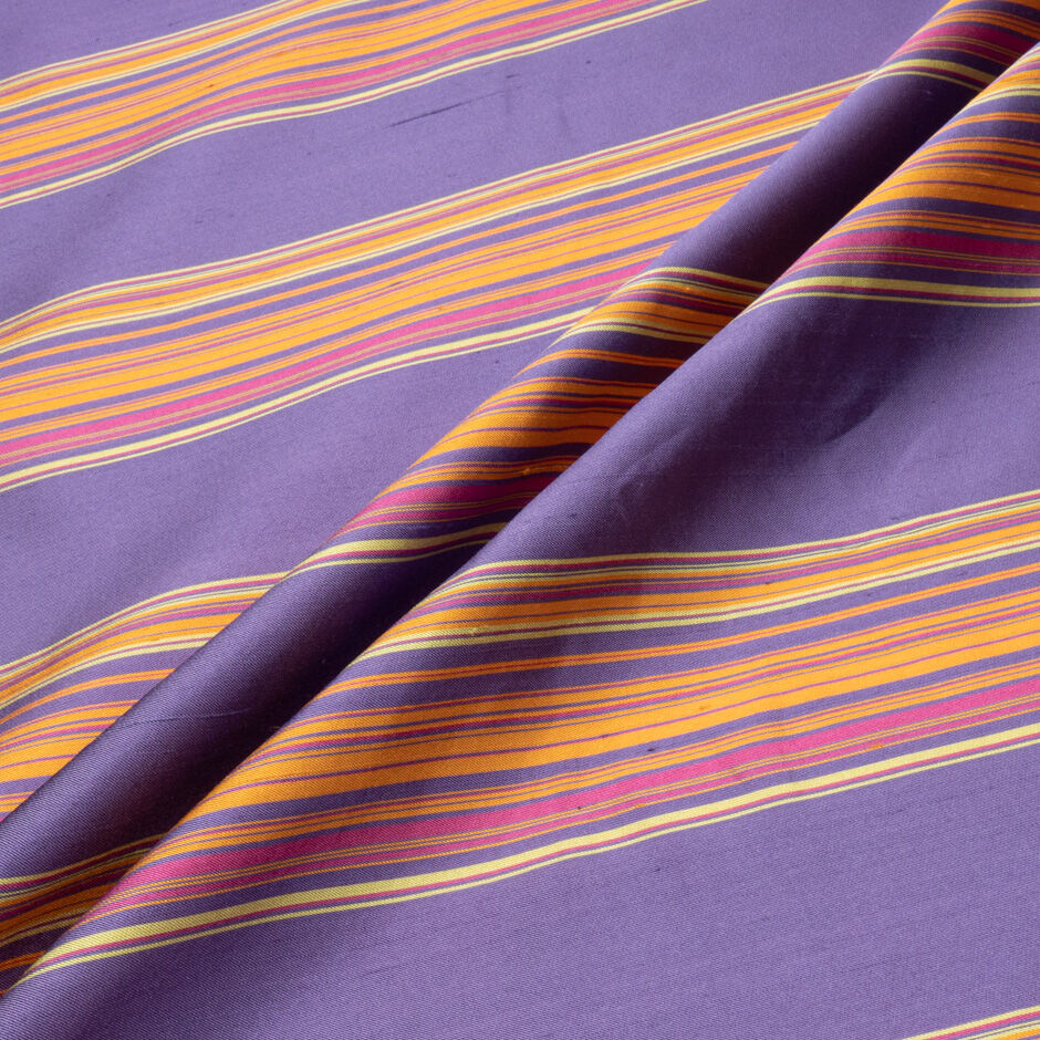 Purple, Yellow, Pink Striped Silk Shantung