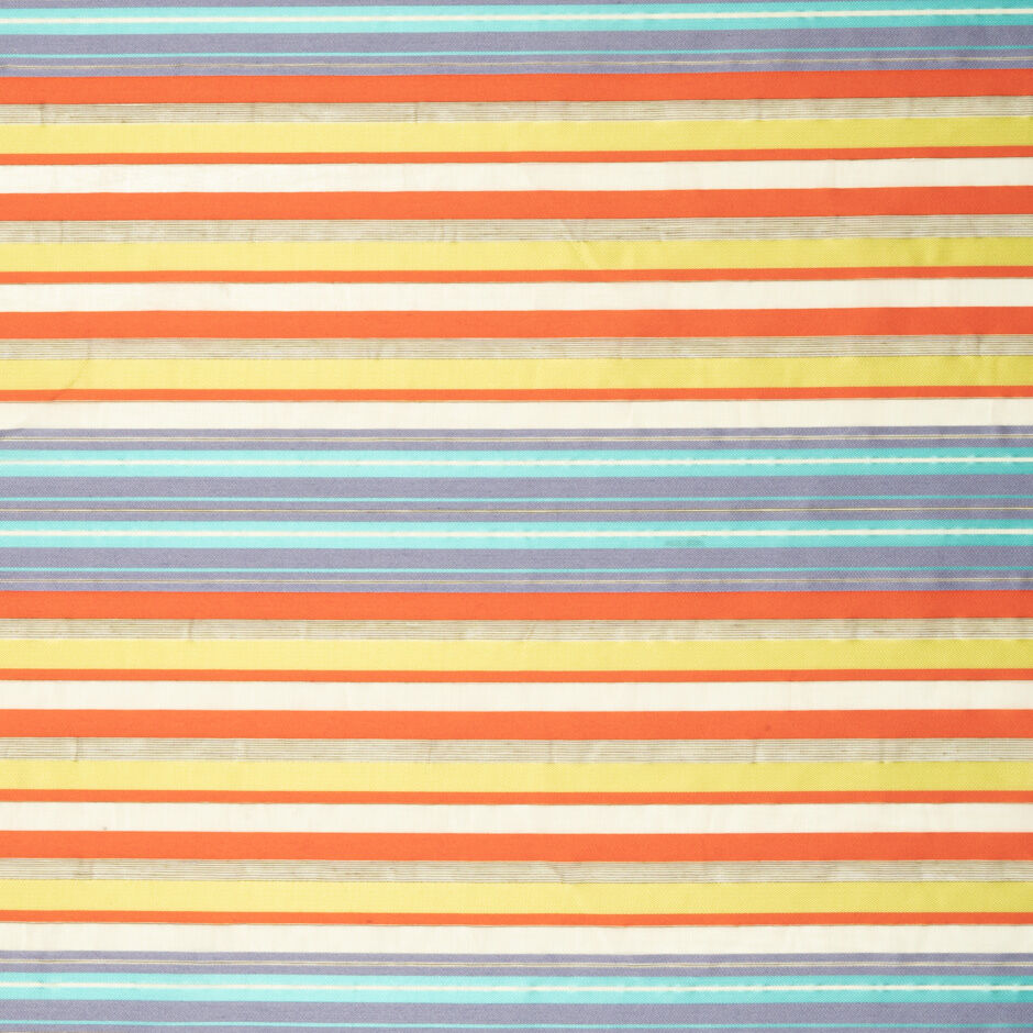 Lime Green, Deep Orange & Lavender Striped Cotton Blend