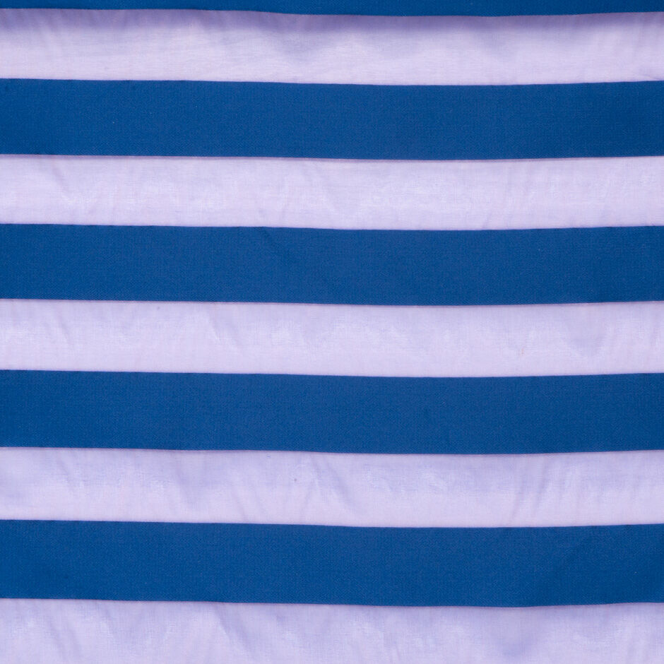 Wide Dark Blue Satin Striped Lilac Silk Organza