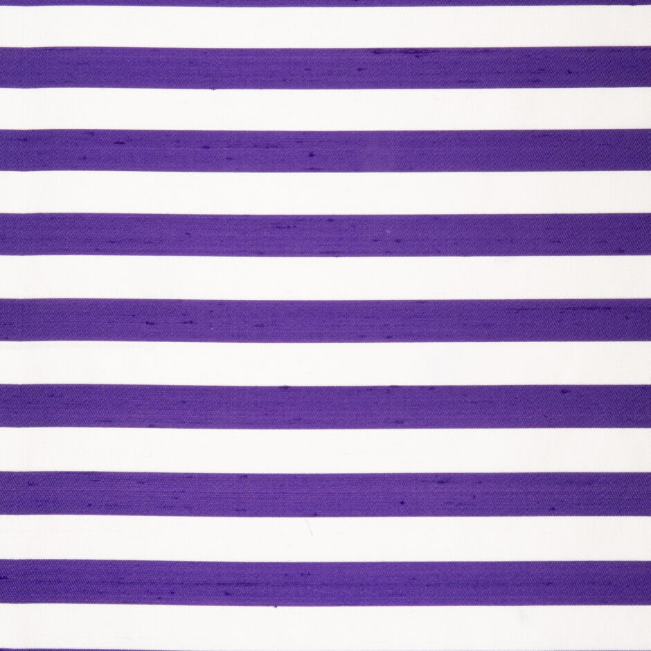 Deep Purple & Ivory Wide Striped Shantung