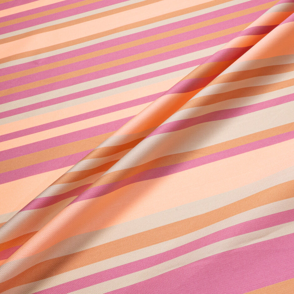 Oranges & Pink Striped Poly Shantung