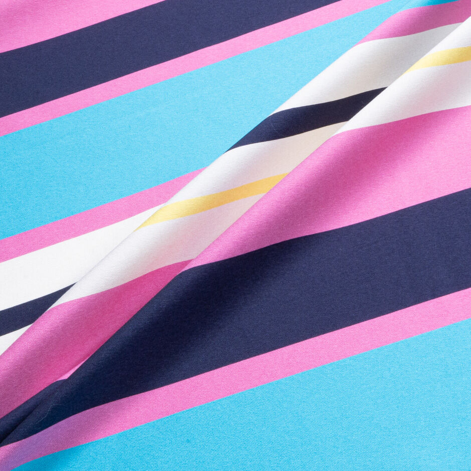 Multi-Coloured Striped Viscose Blend Shantung