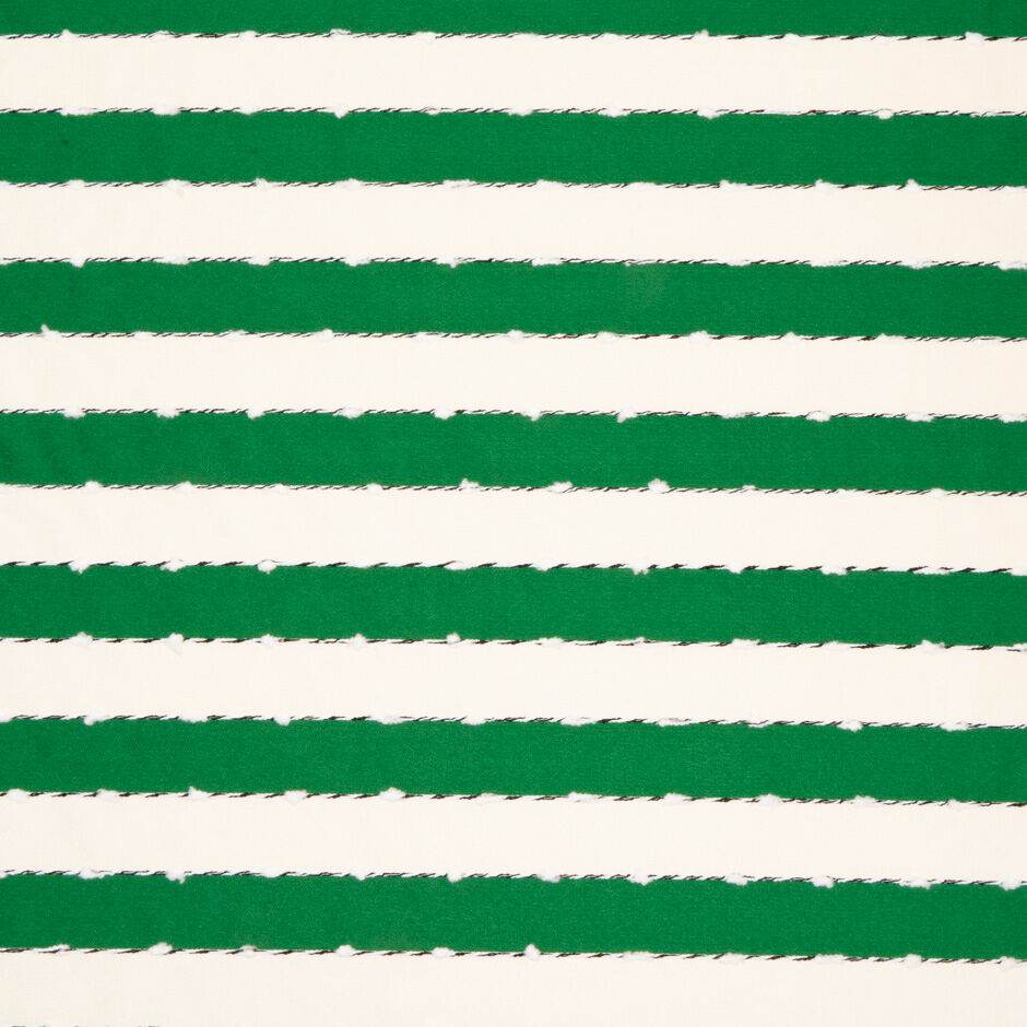 Emerald Green & Ivory Wide Striped Shantung