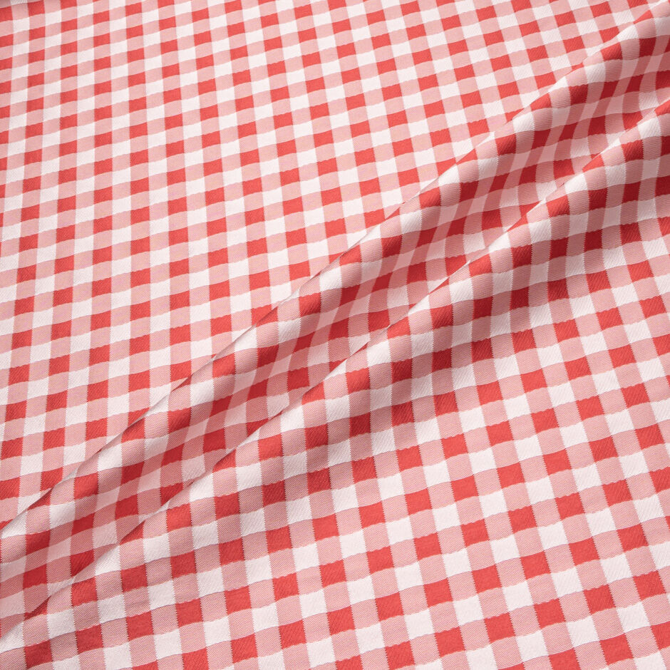 Rich Red & White Gingham Mikado