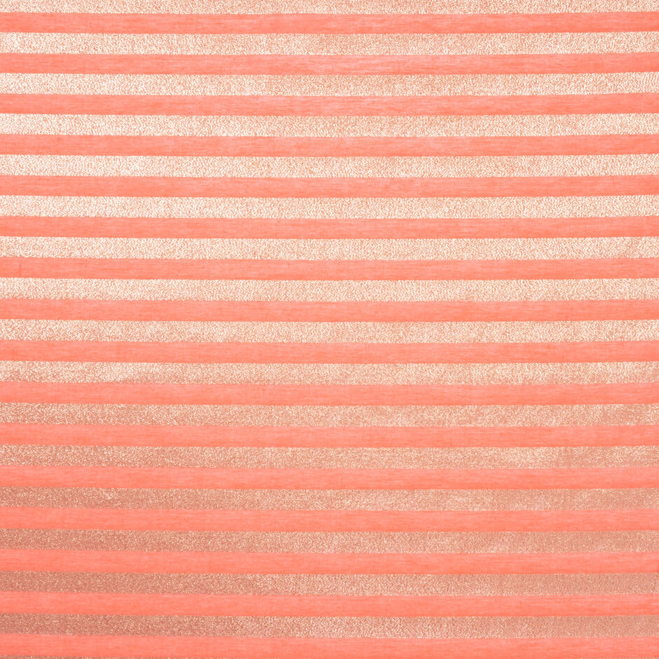 Light Red & Gold Metallic Striped Silk Organza