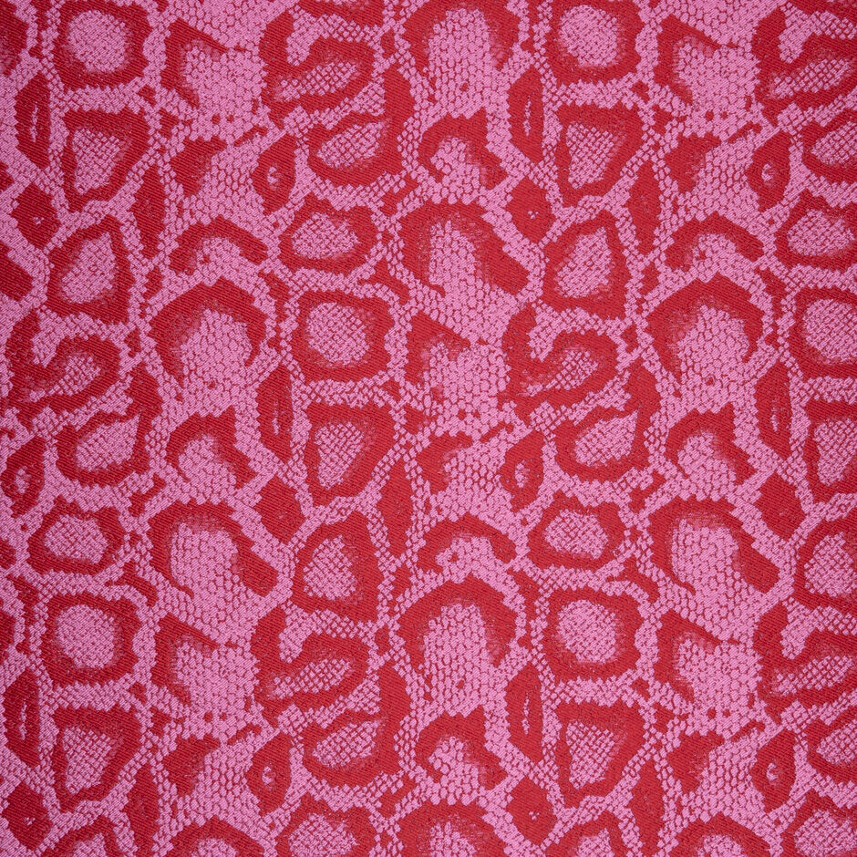 Red & Pink Snake Print Brocade