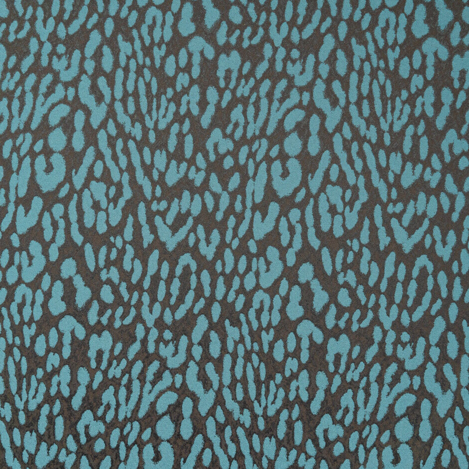 Dark Brown & Teal Blue Animal Stretch Brocade