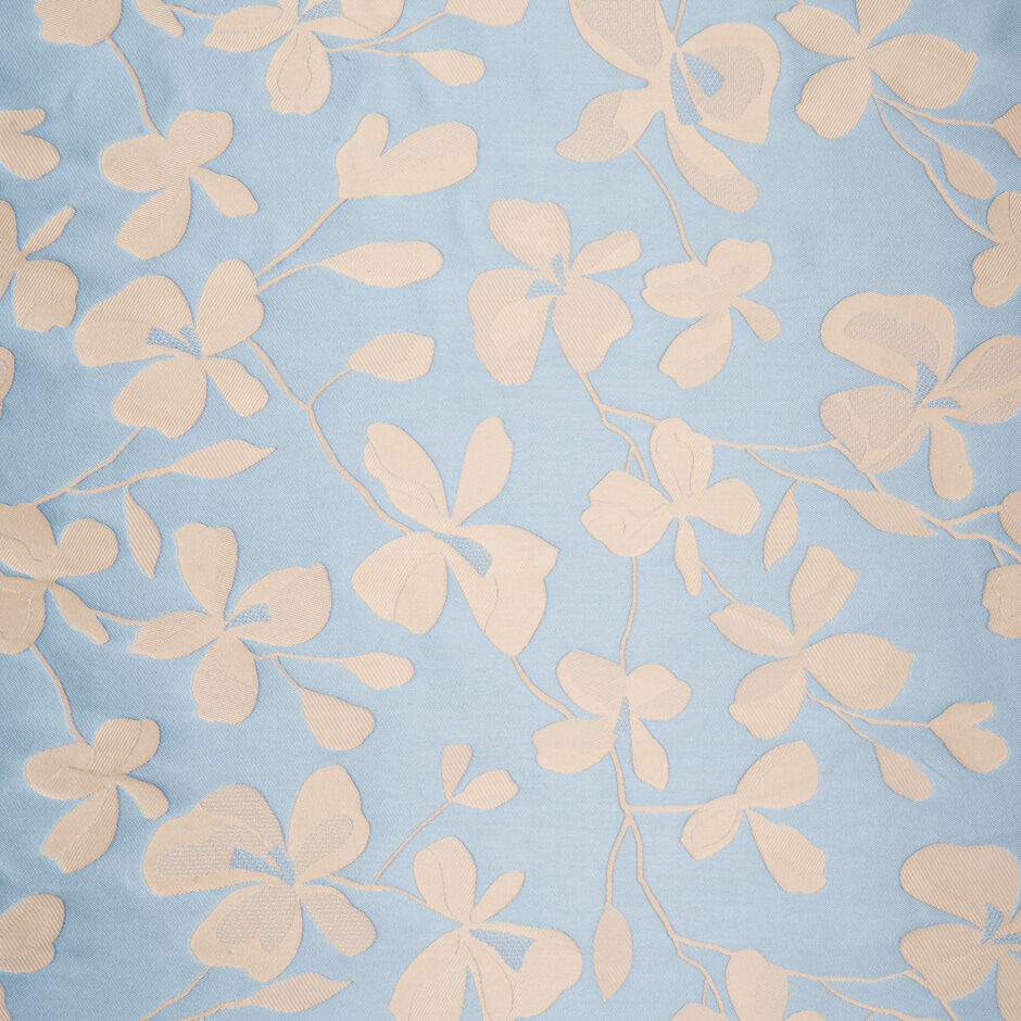 Sky Blue & Soft Beige Floral Mikado