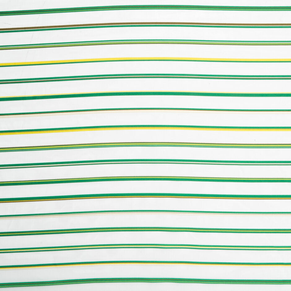 Emerald Green & Yellow Striped White Organza