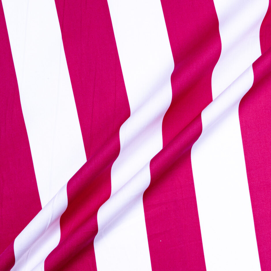 Fuchsia & White Wide Striped Cotton Blend