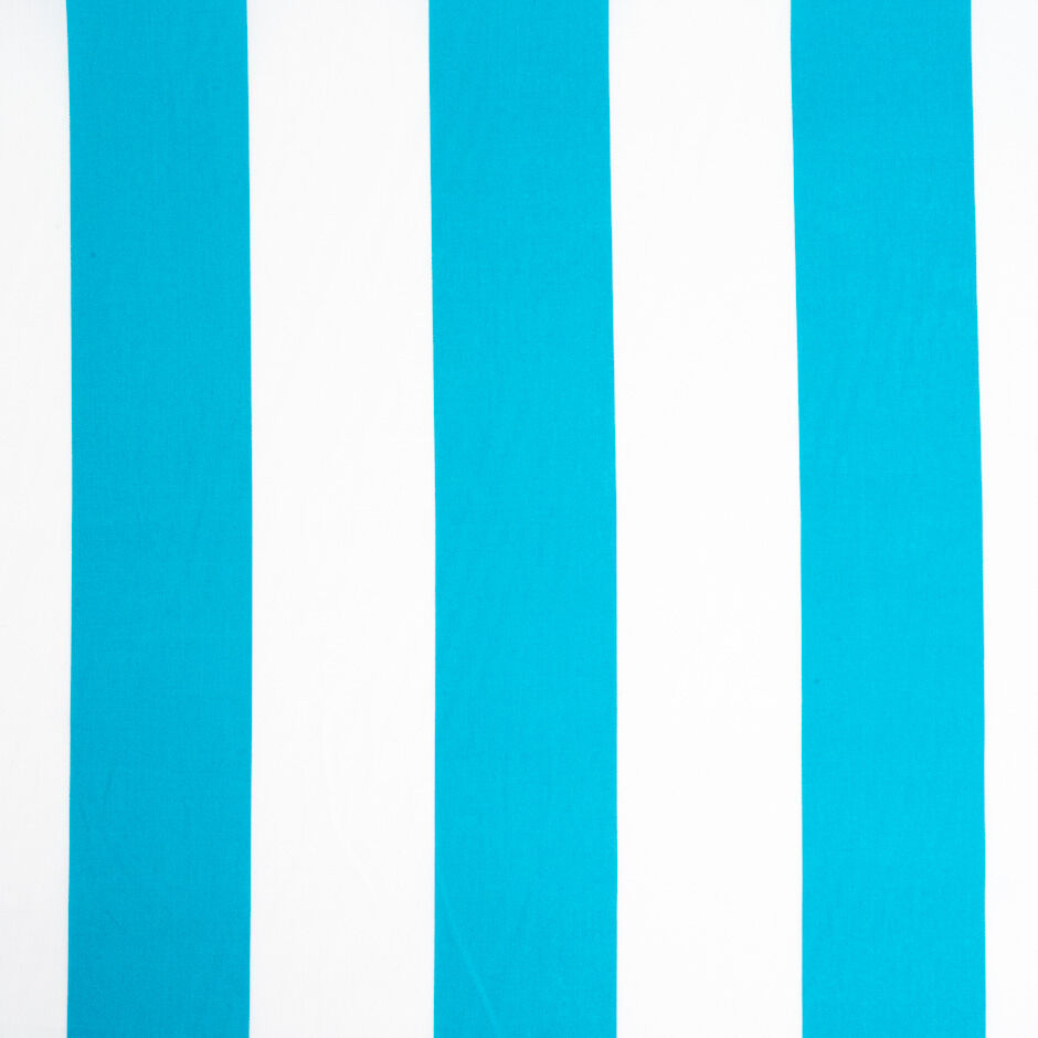 Turquoise & White Wide Striped Cotton