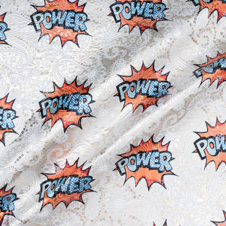 'Power' Printed Metallic Paisley Brocade