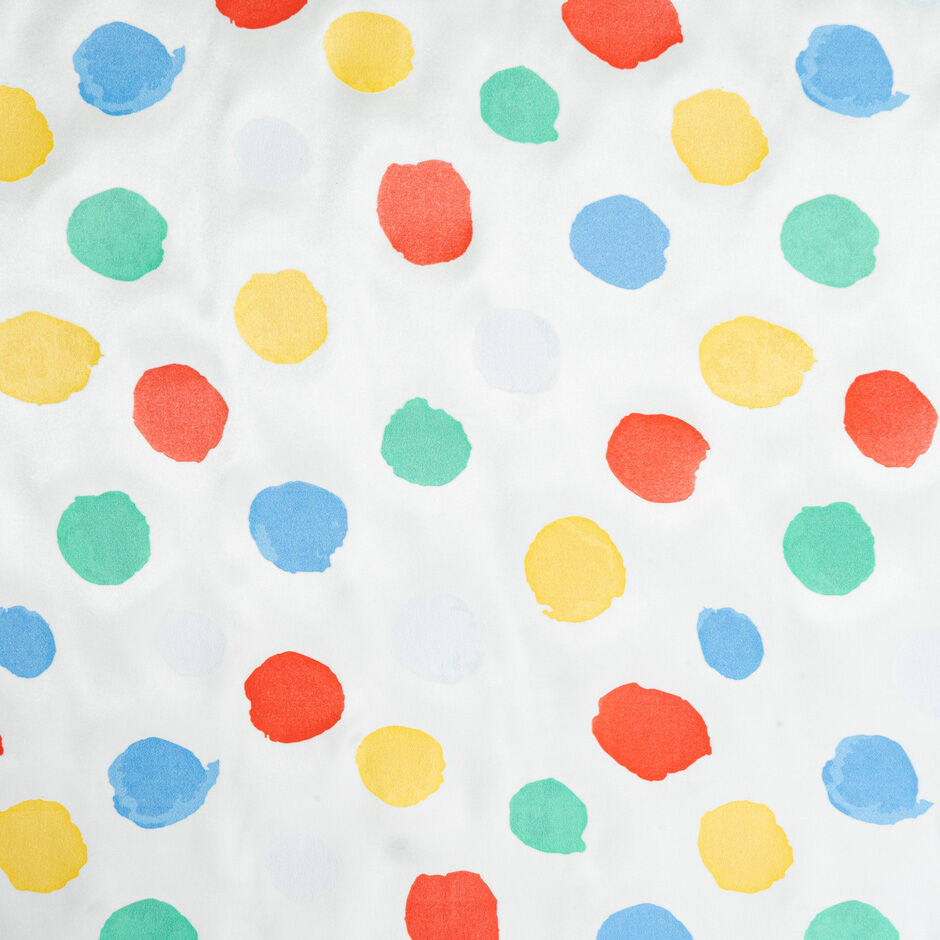 Multi-Coloured Spot Vision Printed Ivory Pure Silk Satin