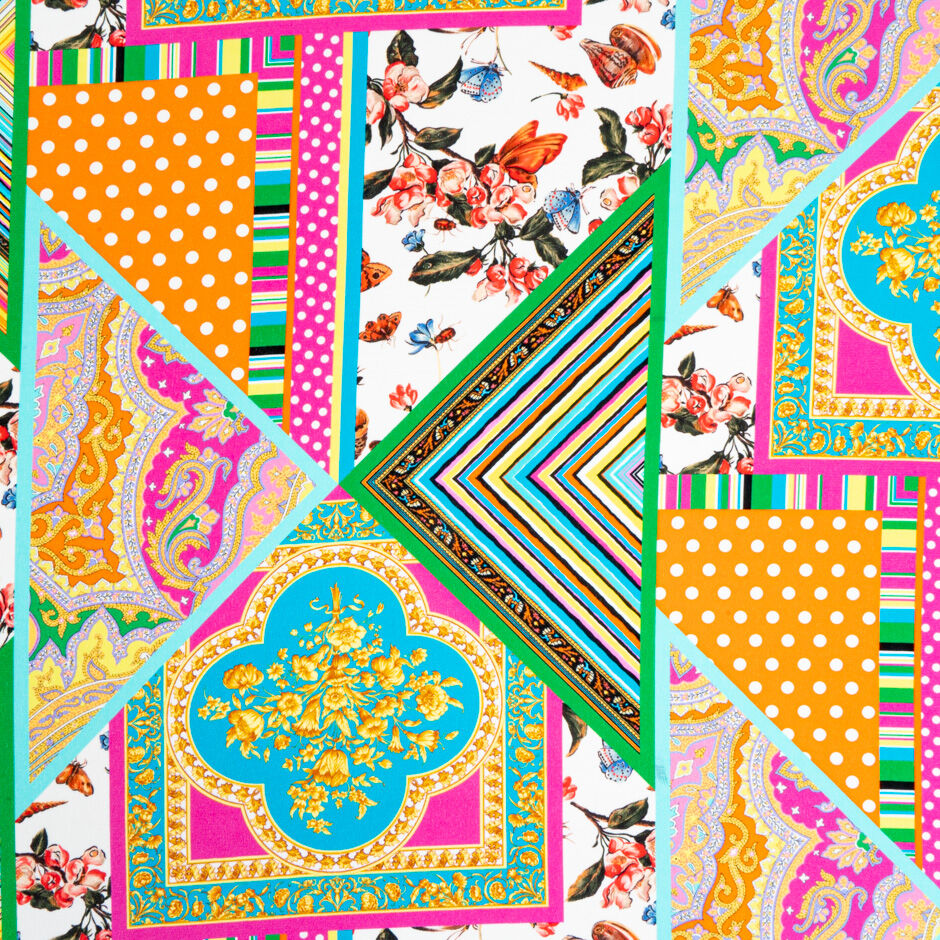 Bright Patchwork Printed Silk Crêpe de Chine