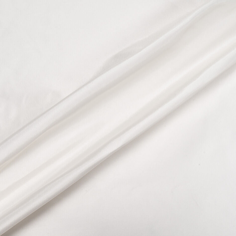 Fresh White Plain Silk Taffeta