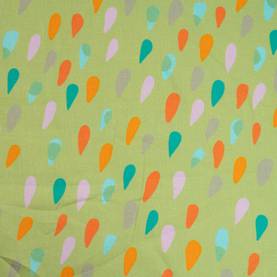 Multi 'Petal' Printed Sage Green Pure Linen