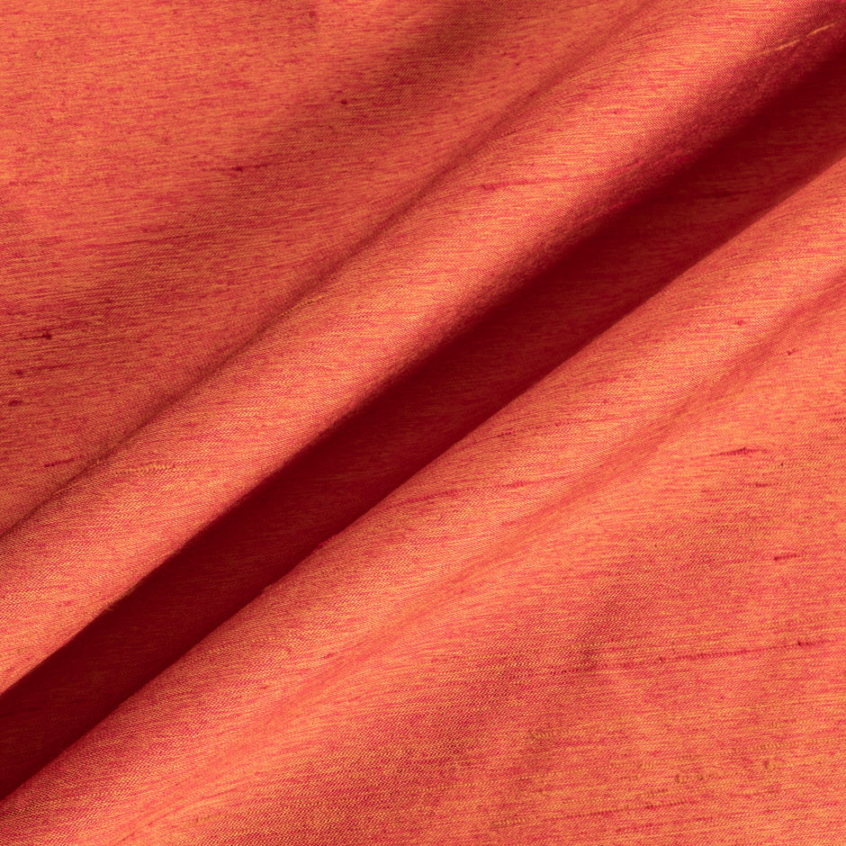 Lava Orange Pure Silk Shantung