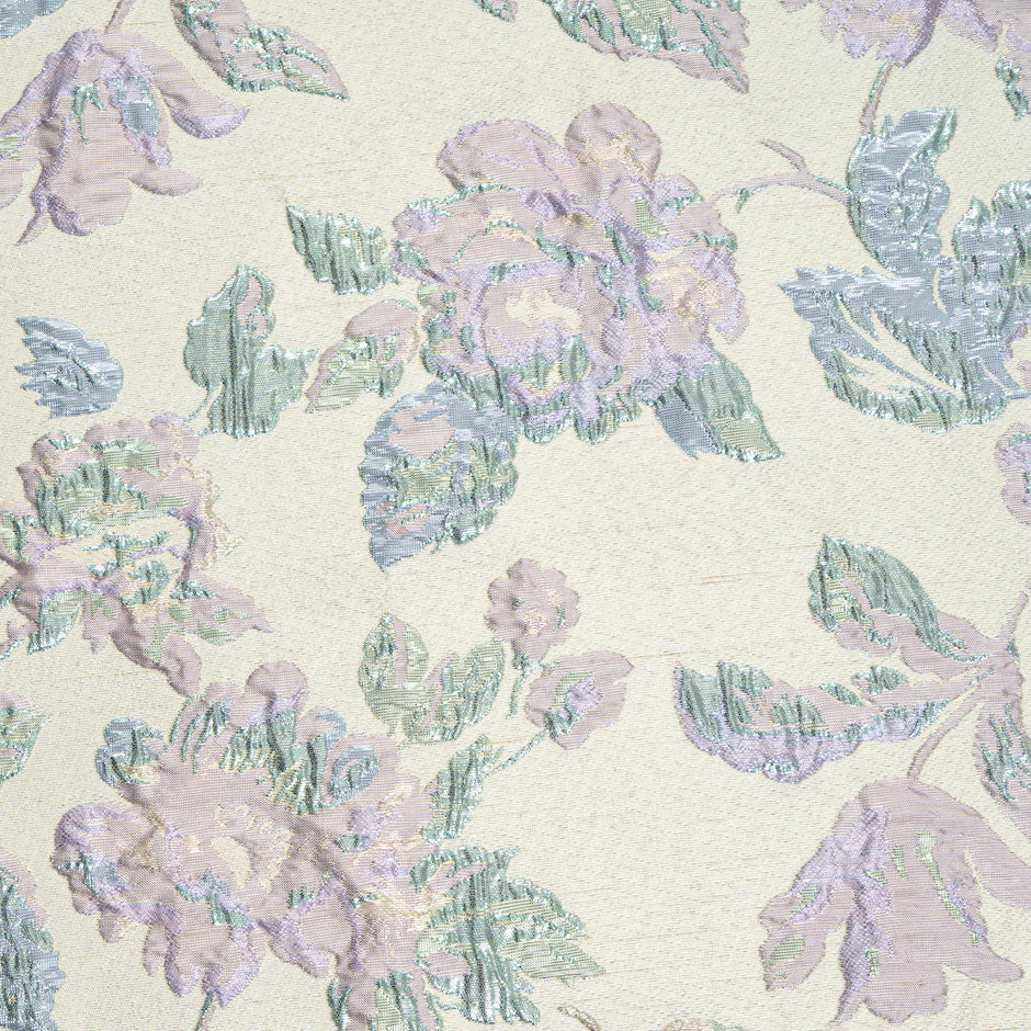 Lilac, Blue & Mint Metallic Floral Cloqué