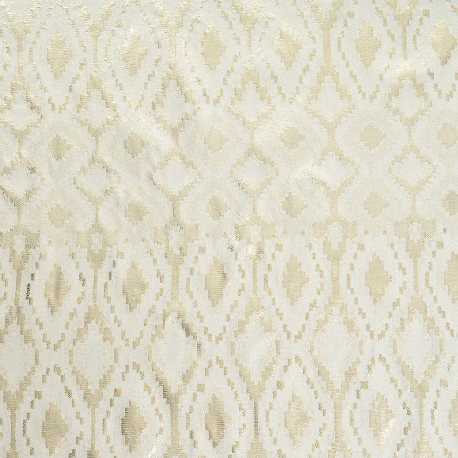 Metallic Gold Geometric Jacquard Ivory Brocade