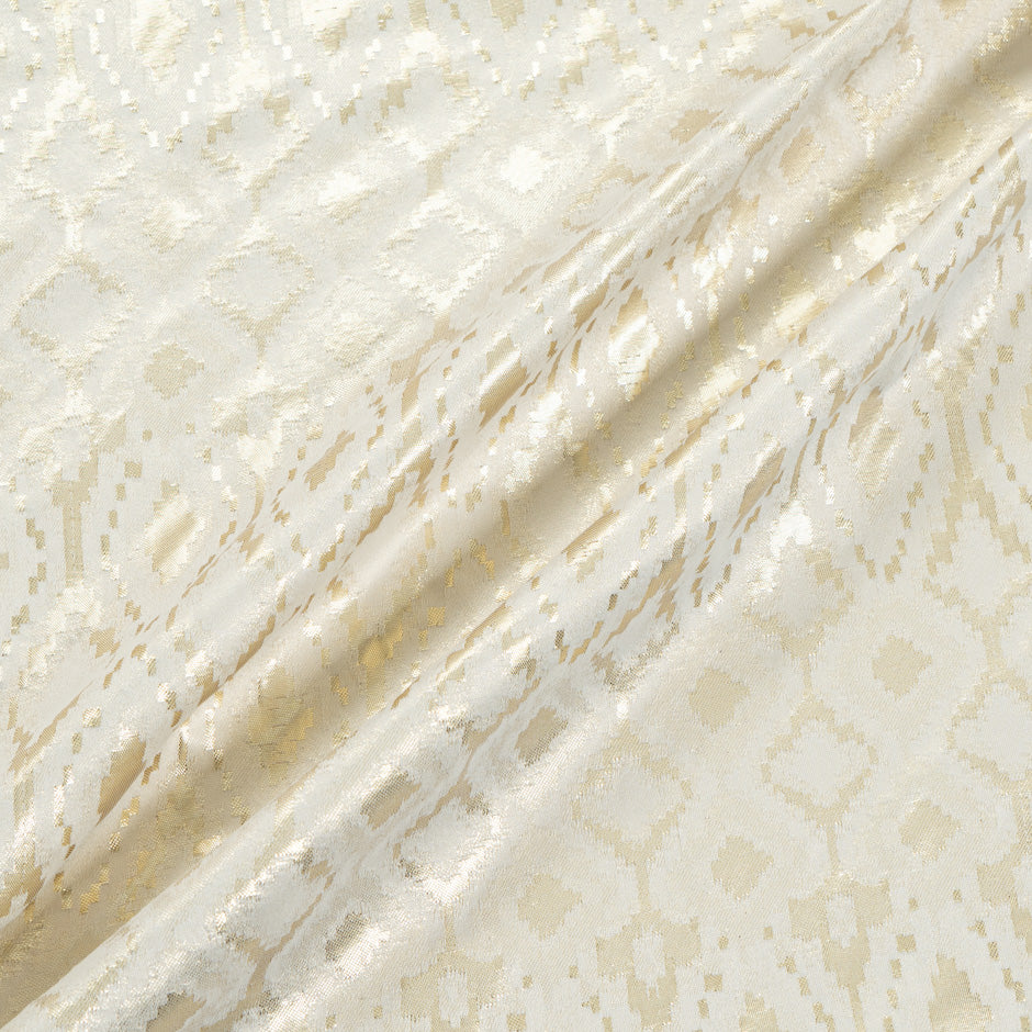 Metallic Gold Geometric Jacquard Ivory Brocade