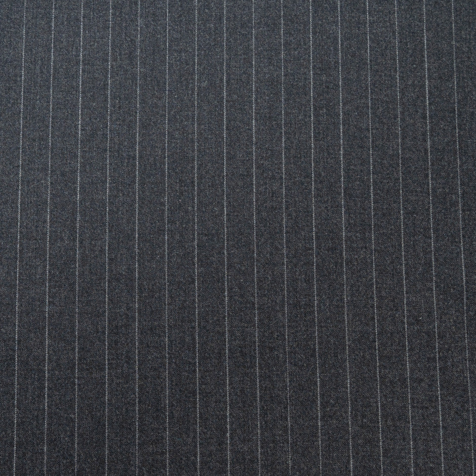 Grey Pinstripe & Blue Wool/Silk Blend Suiting