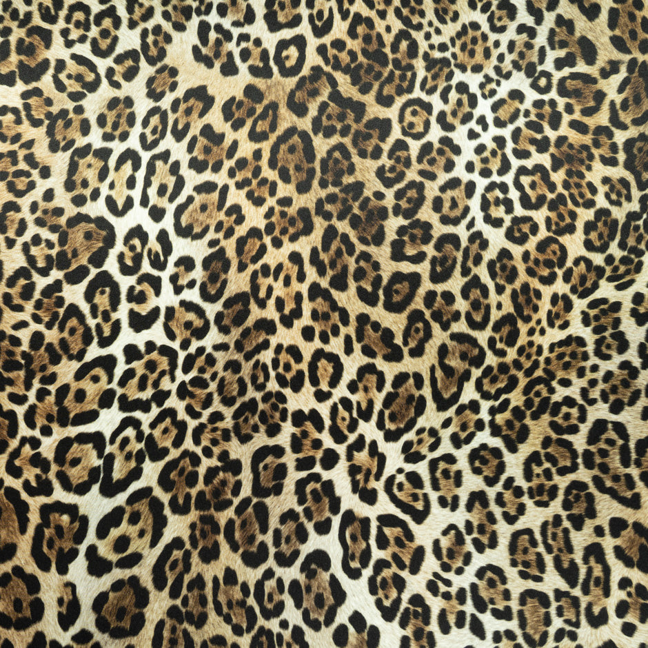 Beige & Black Animal Printed Silk Satin