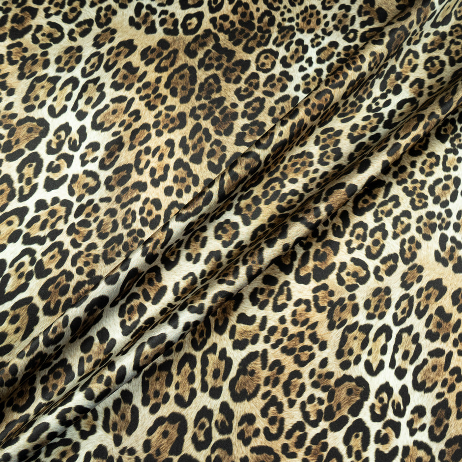 Beige & Black Animal Printed Silk Satin