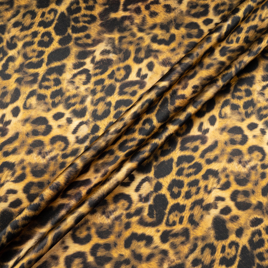 Rich Brown & Black Leopard Printed Silk Satin