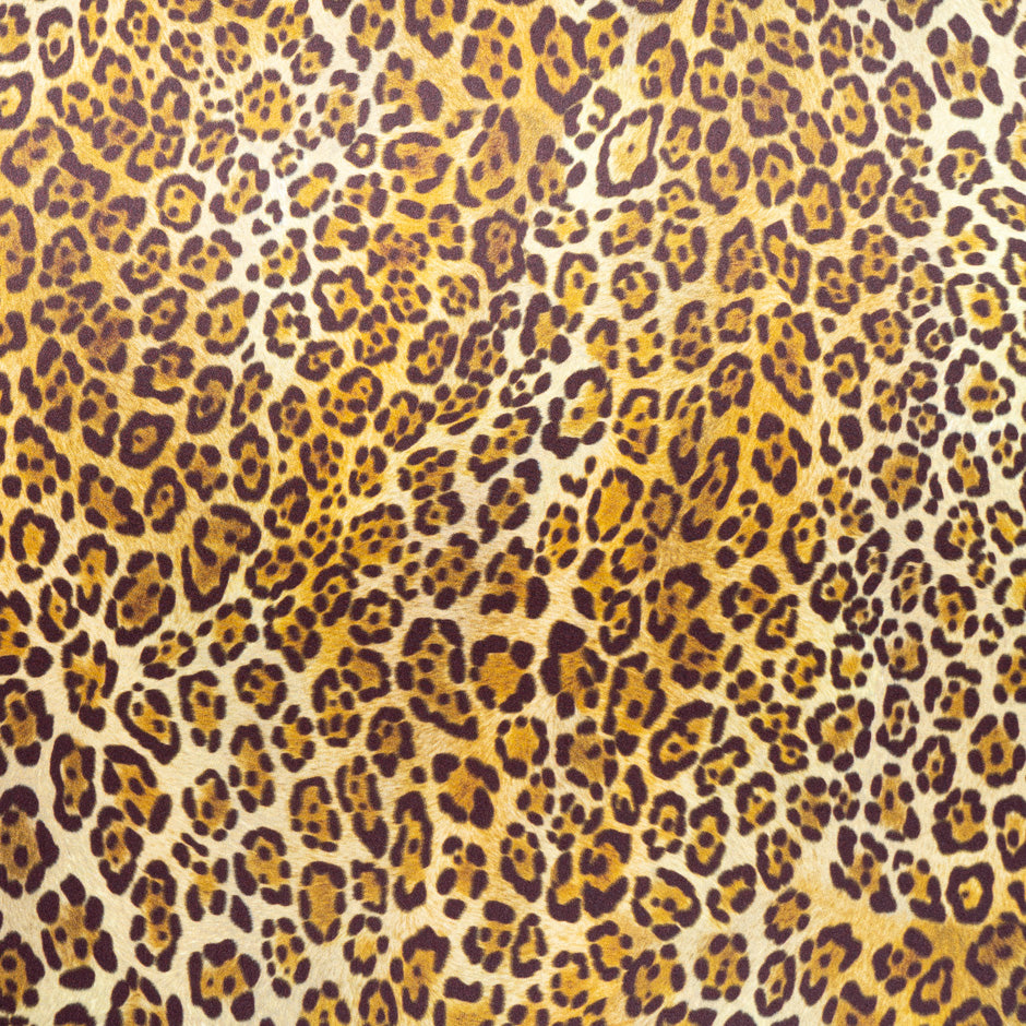 Chocolate Brown & Golden Leopard Printed Silk Satin