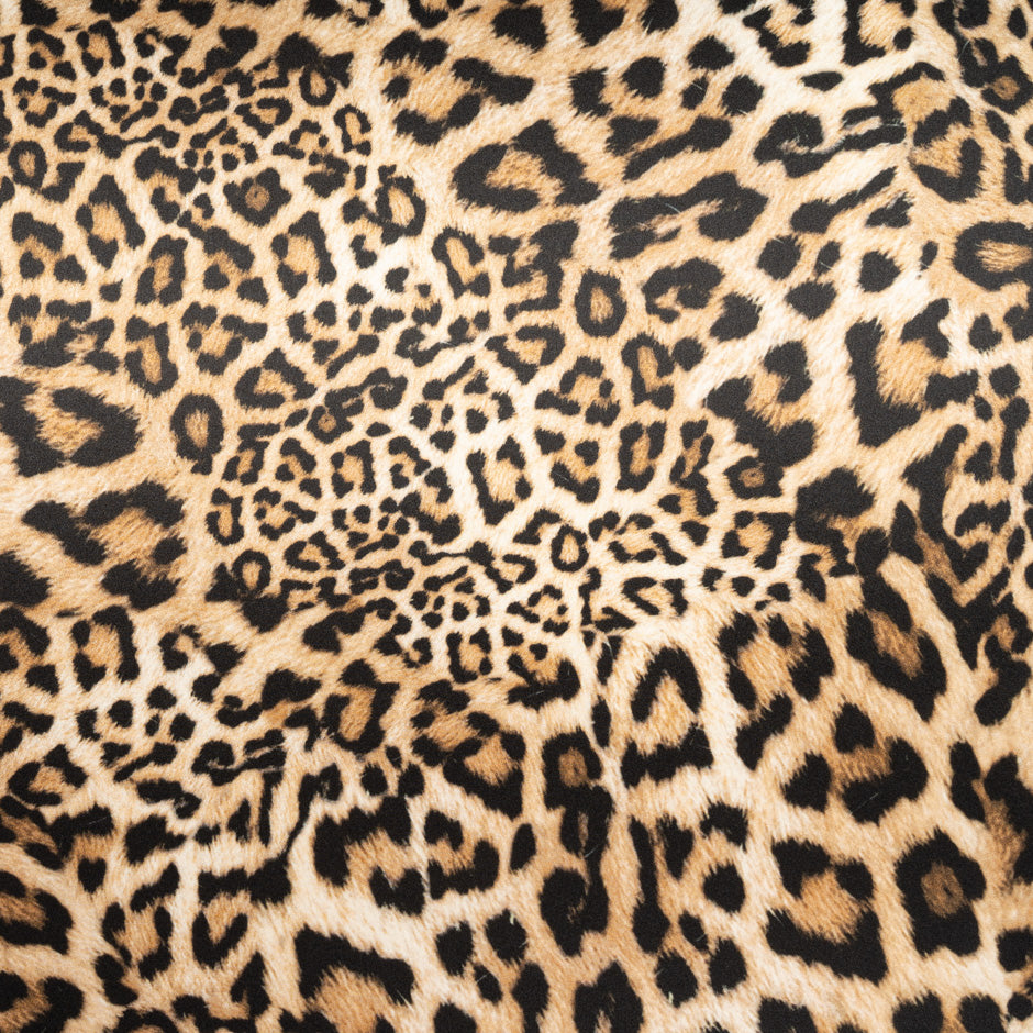 Camel & Black Leopard Printed Pure Silk Satin