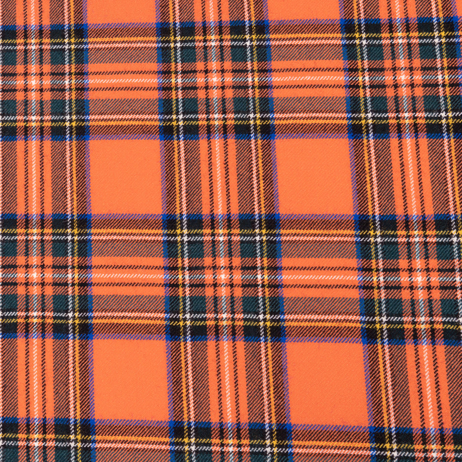 Orange Tartan Checkered Pure Wool