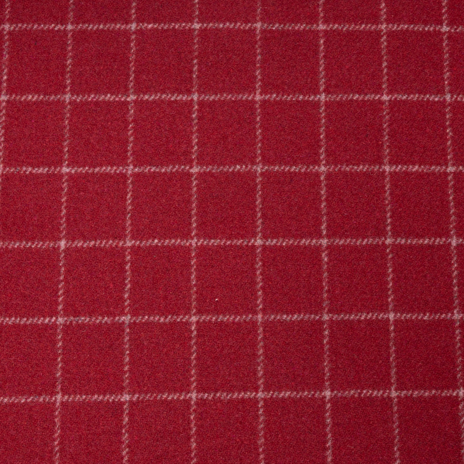 Ivory Checkered Maroon Wool Blend