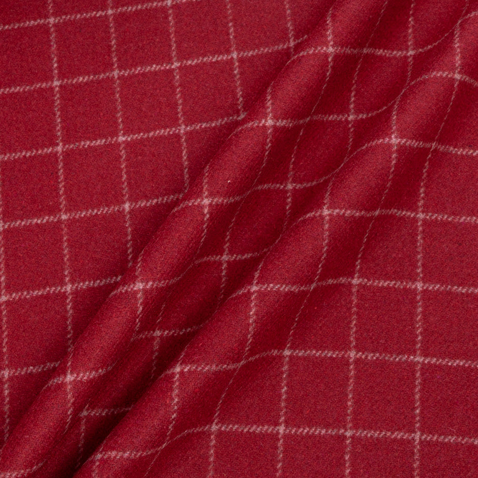 Ivory Checkered Maroon Wool Blend