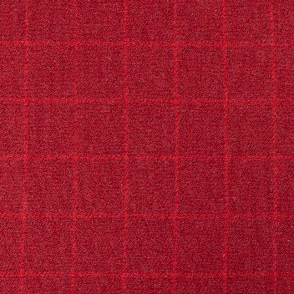 Red Checkered Deep Red Wool Blend