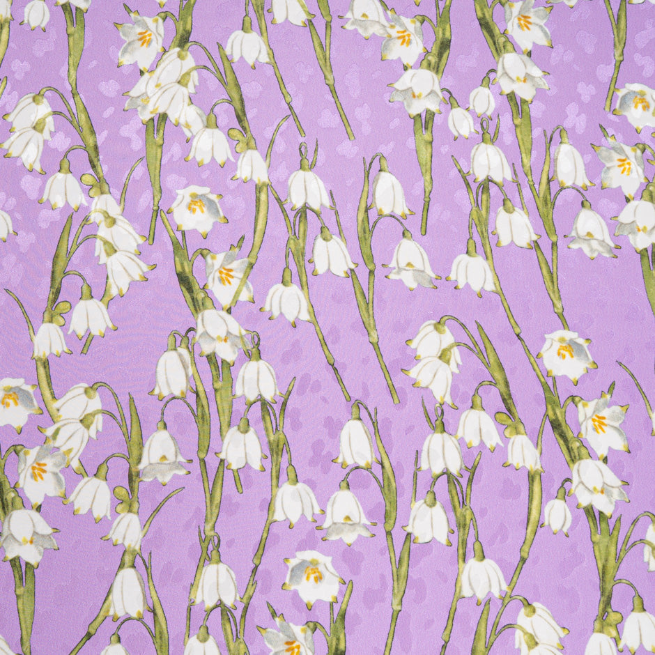 White Snow Drop Printed Lilac Silk Jacquard