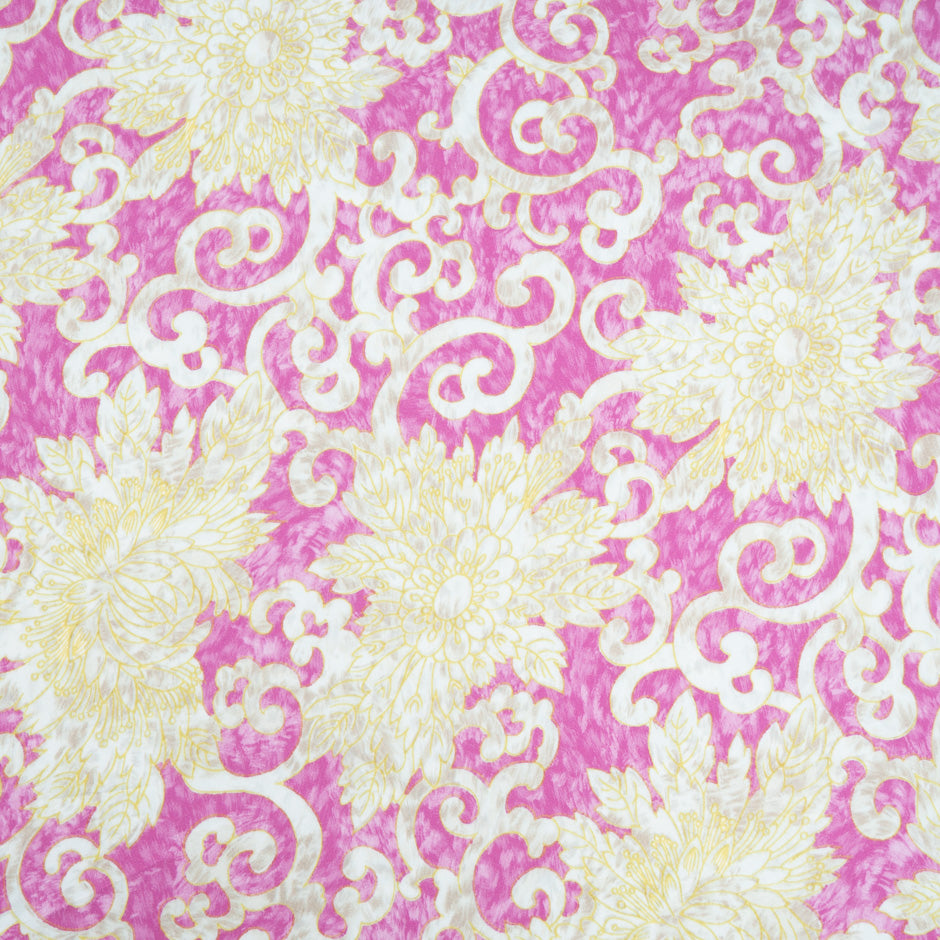 Yellow & Pink Floral Vision Printed Luxury Cotton