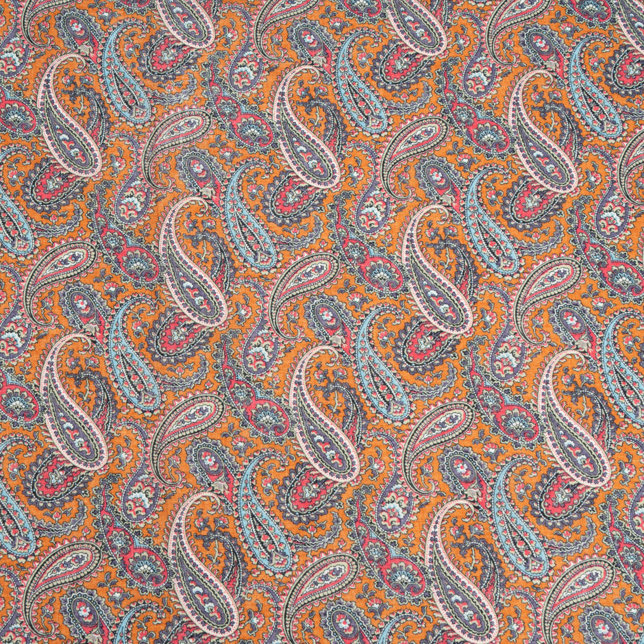 Paisley Printed Orange Luxury Cotton