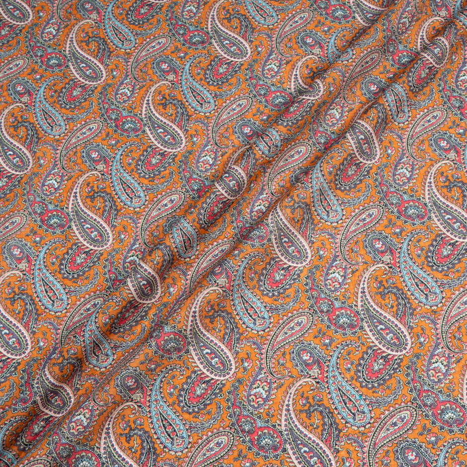 Paisley Printed Orange Luxury Cotton