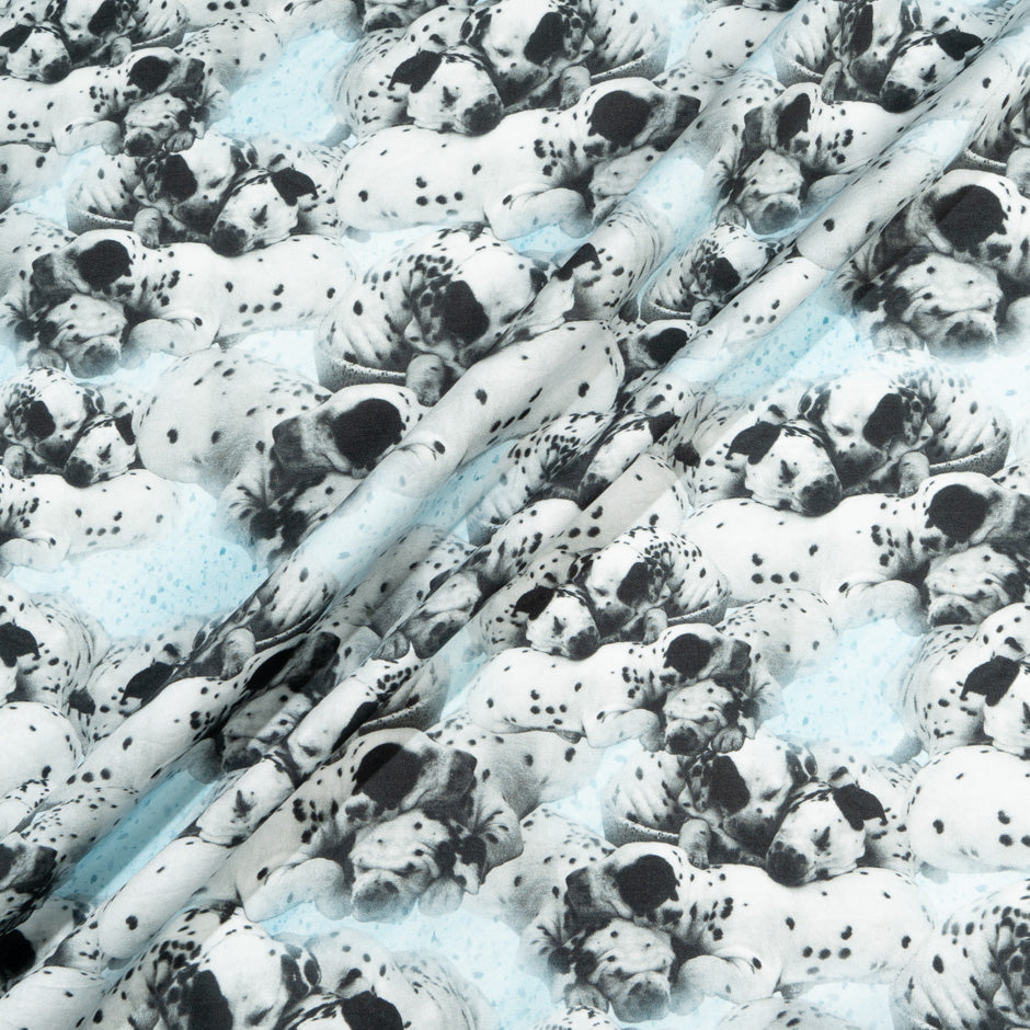 Dalmatian Printed Pale Blue Luxury Cotton