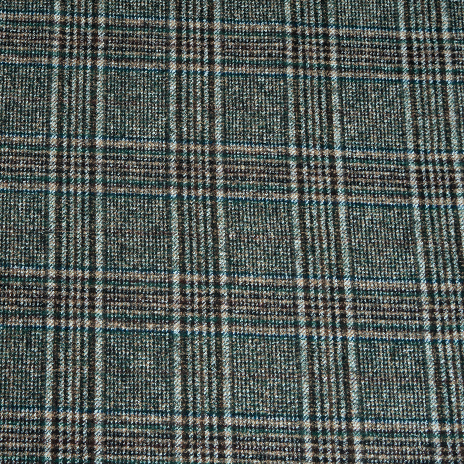 Teal Green, Brown & Grey Checkered Alpaca Blend Suiting (A 1.10m Piece)