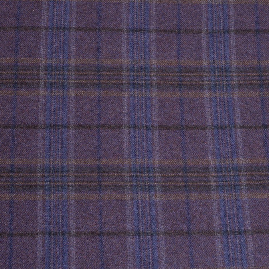 French Blue & Mauve Checkered Pure Wool Suiting